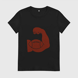Футболка хлопковая женская Сила регби, цвет: черный