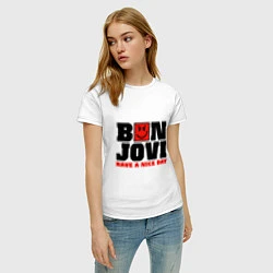 Футболка хлопковая женская Bon Jovi band, цвет: белый — фото 2