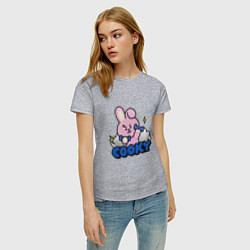 Футболка хлопковая женская Cooky BT21 Jungkook, цвет: меланж — фото 2