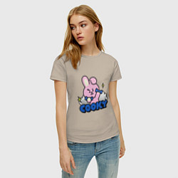 Футболка хлопковая женская Cooky BT21 Jungkook, цвет: миндальный — фото 2