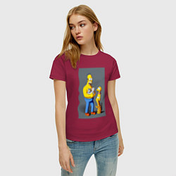 Футболка хлопковая женская Homer Simpson and cats - нейросеть арт, цвет: маджента — фото 2