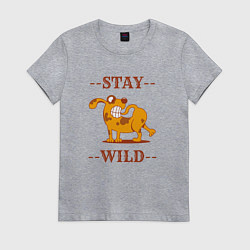 Футболка хлопковая женская Stay wild dog, цвет: меланж