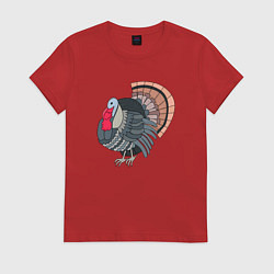 Футболка хлопковая женская Индюк, цвет: красный