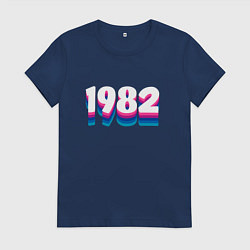 Футболка хлопковая женская Made in 1982 vintage art, цвет: тёмно-синий