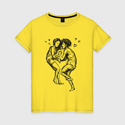 Футболка хлопковая женская Карандашная пара, цвет: желтый