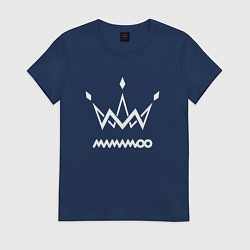 Футболка хлопковая женская Mamamoo white logo, цвет: тёмно-синий