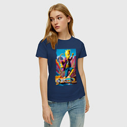 Футболка хлопковая женская Барт Симпсон скейтбордист - фантазия, цвет: тёмно-синий — фото 2
