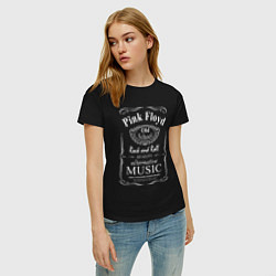 Футболка хлопковая женская Pink Floyd в стиле Jack Daniels, цвет: черный — фото 2