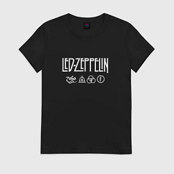 Футболка хлопковая женская Led Zeppelin Black dog, цвет: черный