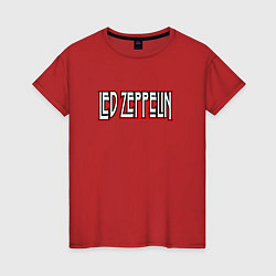Футболка хлопковая женская Led Zeppelin логотип, цвет: красный
