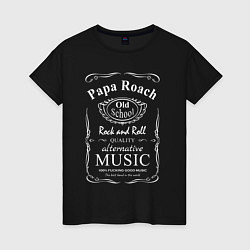 Футболка хлопковая женская Papa Roach в стиле Jack Daniels, цвет: черный