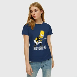 Футболка хлопковая женская Motorhead Барт Симпсон рокер, цвет: тёмно-синий — фото 2