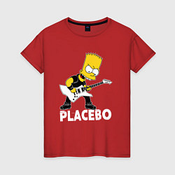 Футболка хлопковая женская Placebo Барт Симпсон рокер, цвет: красный
