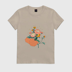 Женская футболка Сияющие хризантемы