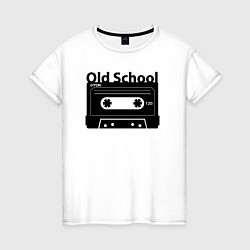 Футболка хлопковая женская Old school music, цвет: белый