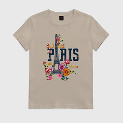 Футболка хлопковая женская Salut Paris, цвет: миндальный