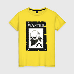 Футболка хлопковая женская Череп wanted, цвет: желтый