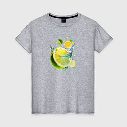 Футболка хлопковая женская Лимонный спрей, цвет: меланж