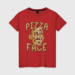 Футболка хлопковая женская Pizza face, цвет: красный