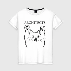 Футболка хлопковая женская Architects - rock cat, цвет: белый
