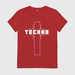 Футболка хлопковая женская Techno крест, цвет: красный