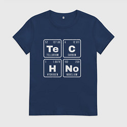 Футболка хлопковая женская Техно элементы, цвет: тёмно-синий