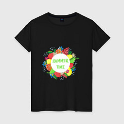 Женская футболка Летние фрукты и цветы - время лета