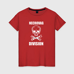 Футболка хлопковая женская Necrovag white division, цвет: красный