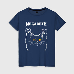 Футболка хлопковая женская Megadeth rock cat, цвет: тёмно-синий