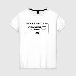Футболка хлопковая женская Counter-Strike 2 gaming champion: рамка с лого и д, цвет: белый