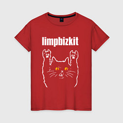 Футболка хлопковая женская Limp Bizkit rock cat, цвет: красный