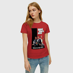 Футболка хлопковая женская Майкл, Франклин, Тревор из GTA, цвет: красный — фото 2