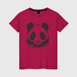 Футболка хлопковая женская Панда бамбуковый медведь, цвет: маджента