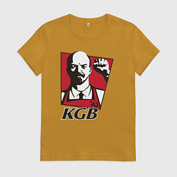 Футболка хлопковая женская KGB Lenin, цвет: горчичный