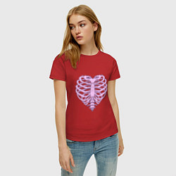 Футболка хлопковая женская Bone heart, цвет: красный — фото 2