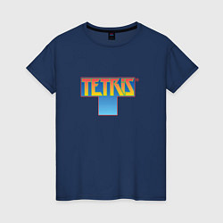 Футболка хлопковая женская Логотип Тетрис, цвет: тёмно-синий