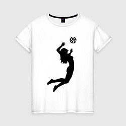 Футболка хлопковая женская Volley girl, цвет: белый
