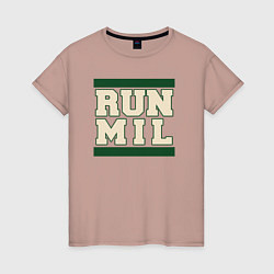 Футболка хлопковая женская Run Milwaukee Bucks, цвет: пыльно-розовый