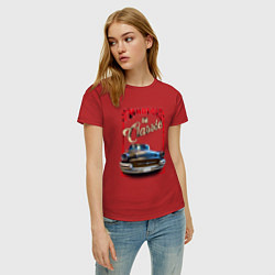Футболка хлопковая женская Классика автомобиль Buick Roadmaster, цвет: красный — фото 2