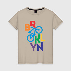 Футболка хлопковая женская Brooklyn bike, цвет: миндальный