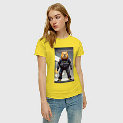 Футболка хлопковая женская Capy-policeman - cyberpunk, цвет: желтый — фото 2