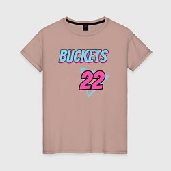 Футболка хлопковая женская Buckets 22, цвет: пыльно-розовый