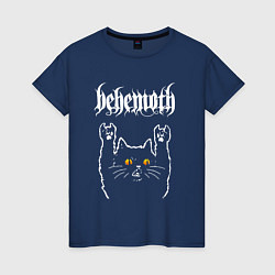 Футболка хлопковая женская Behemoth rock cat, цвет: тёмно-синий