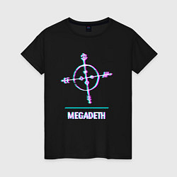 Футболка хлопковая женская Megadeth glitch rock, цвет: черный
