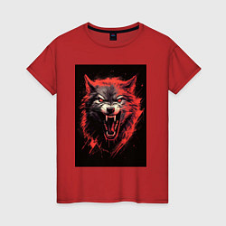 Футболка хлопковая женская Red wolf, цвет: красный