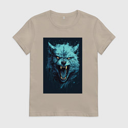 Футболка хлопковая женская Blue wolf, цвет: миндальный