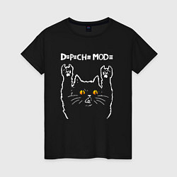 Футболка хлопковая женская Depeche Mode rock cat, цвет: черный
