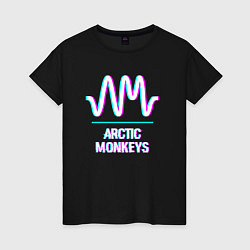 Футболка хлопковая женская Arctic Monkeys glitch rock, цвет: черный