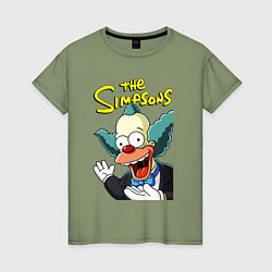 Футболка хлопковая женская Krusty the clown, цвет: авокадо