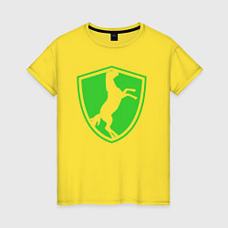 Футболка хлопковая женская Салатовый знак коня, цвет: желтый